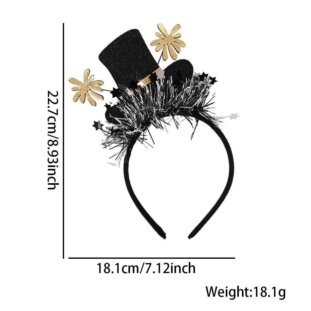 Black Gold Hair Band Decorative 2026 Celebration Headband New Year'S Eve Headband Comfortable Holidays Hair Accessory For New