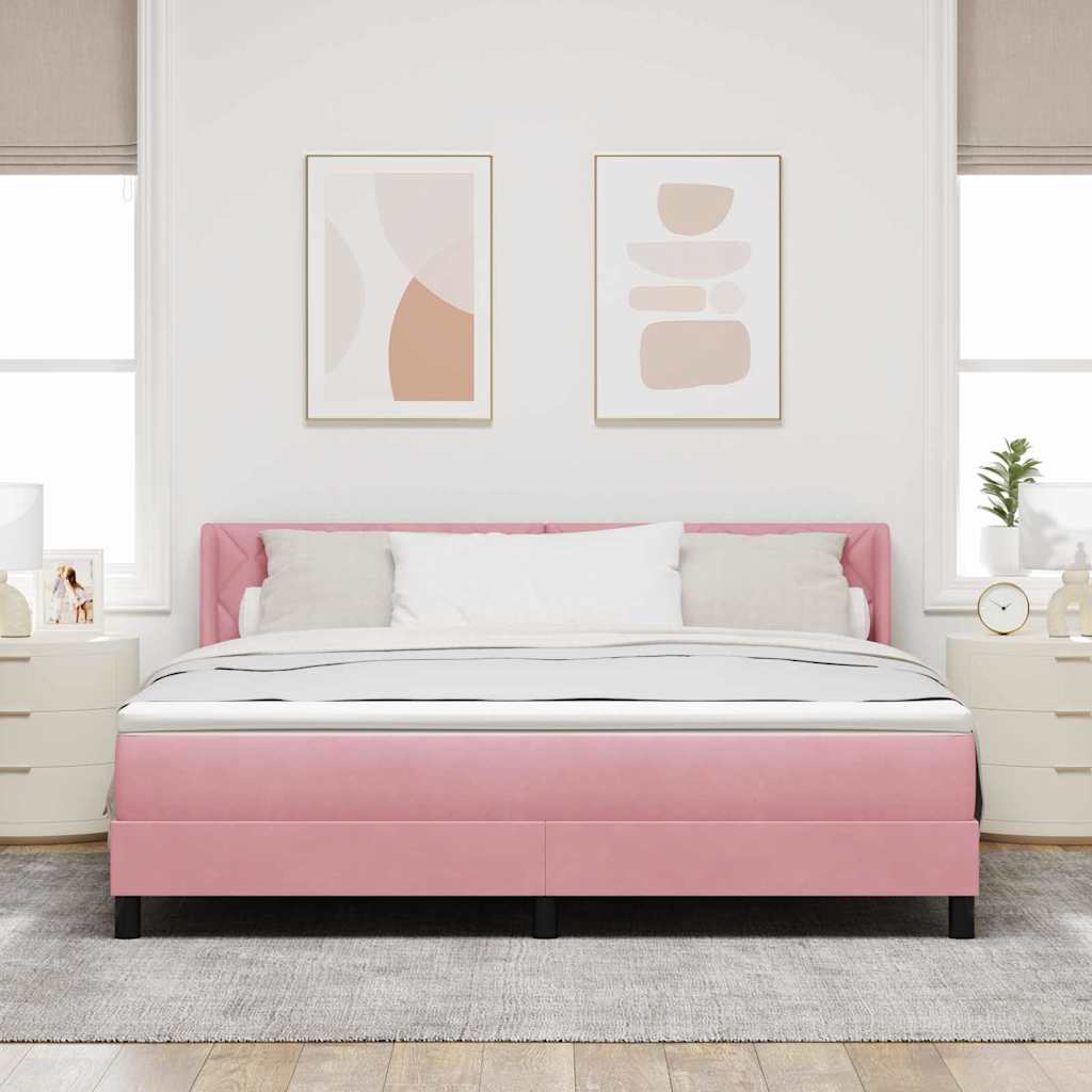 Pink Box Spring Bed with Headboard 200 x 180 cm Velvet