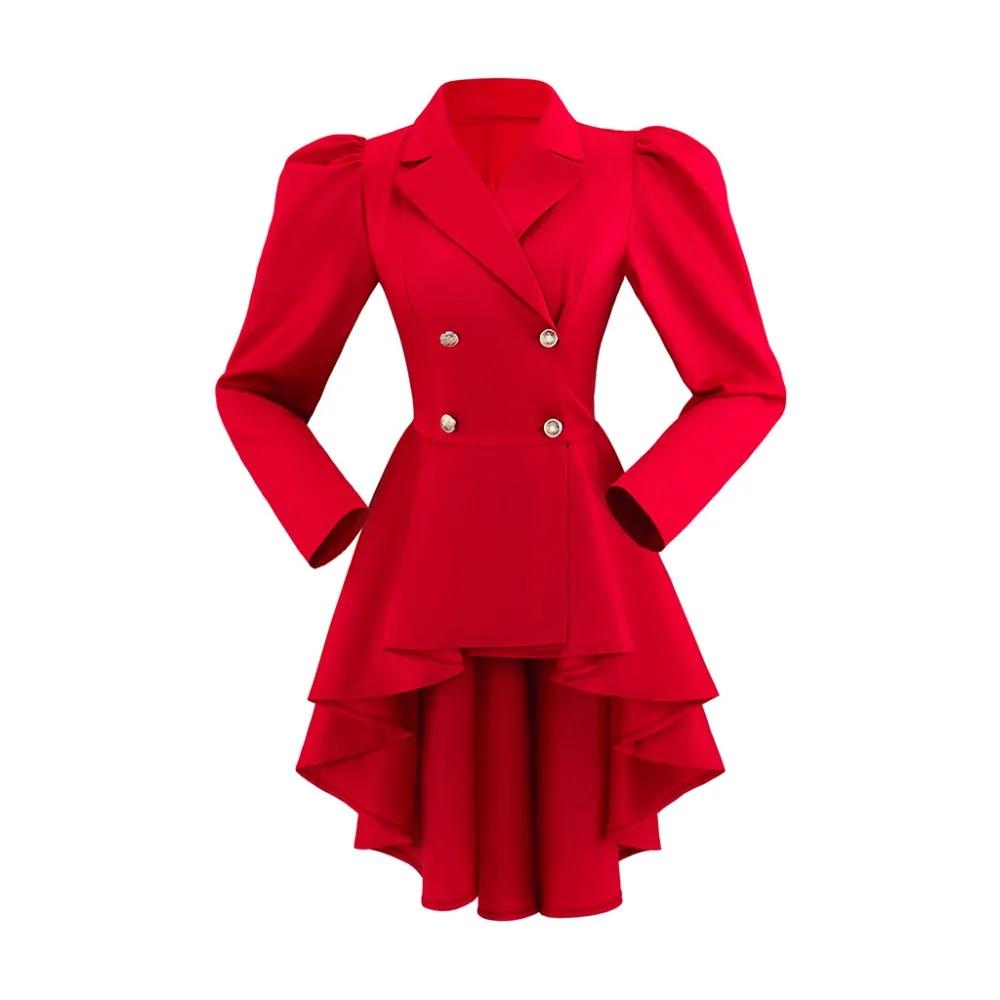 Red Medieval Swallowtail Coat Gothic Victorian Retro Cosplay Outfit for New Year