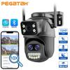 15MP HD Triple-Lens Outdoor PTZ Camera with Waterproof Build, WiFi, Full-Color Night Vision, 10x Zoom, and Two-Way Audio.