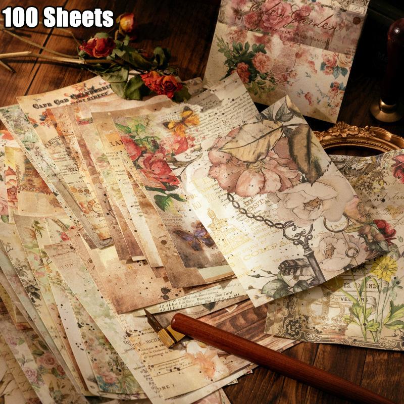 

100 листов ретро декоративная бумага для журналов, материал, книга, винтажная бумага для скрапбукинга, сделай сам, фоновая бумага, дневник, альбом, канцелярские принадлежности