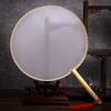 Classical Wooden Handle Round Silk Classical Fan Tassel Handle Fan Gift Decoration(Round wooden handle white silk cloth )