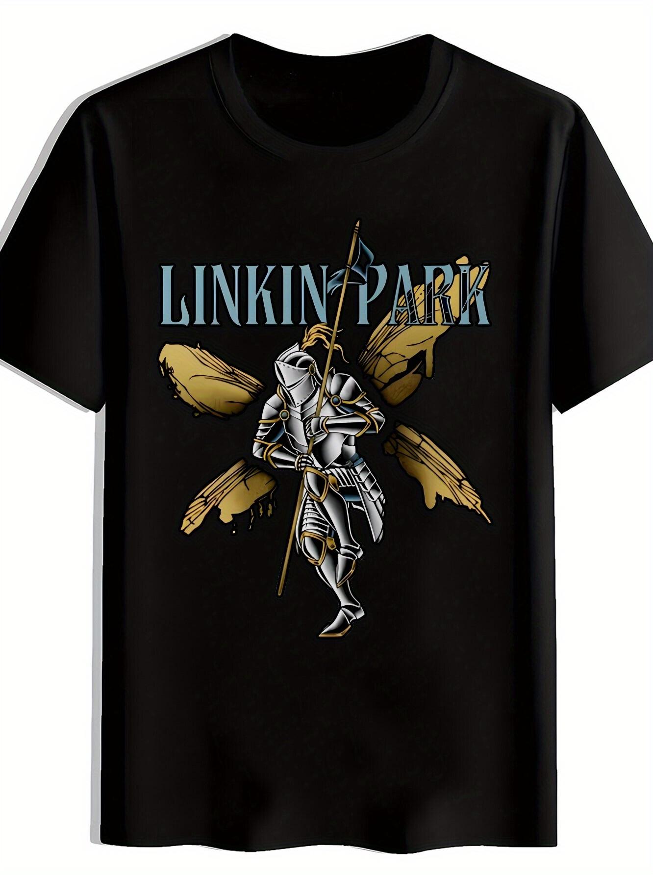 Vintage Rock Band Graphic T-shirt - Casual Summer Polyester Round Neck Tee with Bold LINKIN PARK Print XXXL