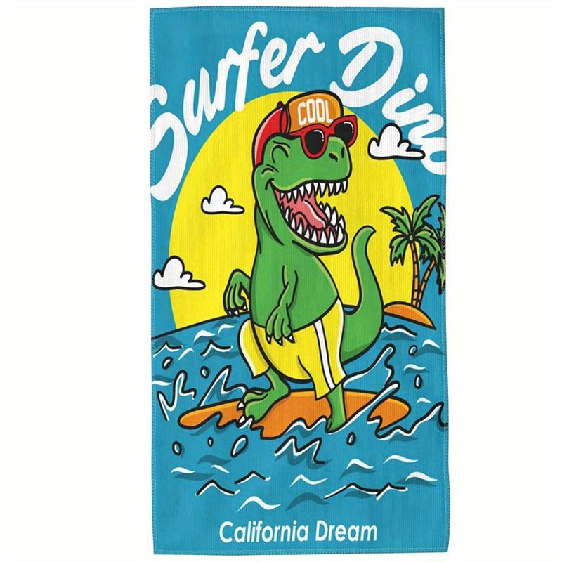 

Beach Towel Cartoon Dinosaur Pattern Sun Protection Windproof Suitable for Swimming Pool Camping Travel Blanket W30*H60(CM)