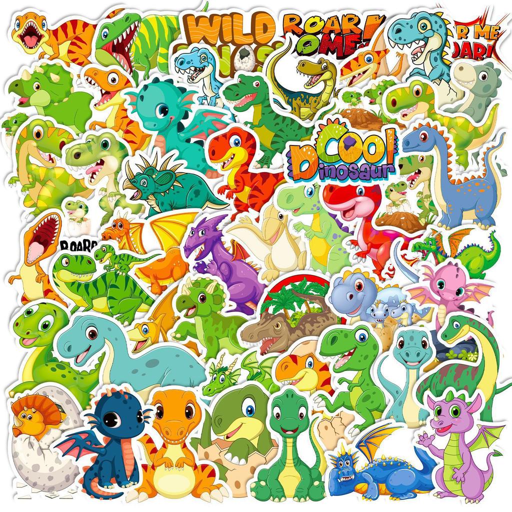 50 Cartoon Dinosaur Theme New Children's Stickers Water Cup Skateboard Waterproof Children's Toys Graffiti Stickers