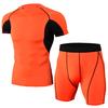 Men's Elastic  Fitness T-shirt Fast Drying Tops Short  Pants Sports Tight Suit