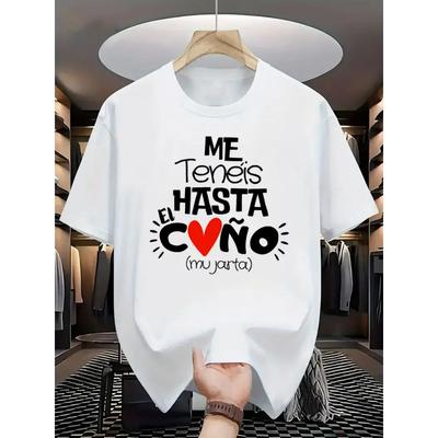 Taglie Europee T-shirt Grafica da Uomo Estiva a Vestibilità Larga con Girocollo, Top Versatile alla Moda