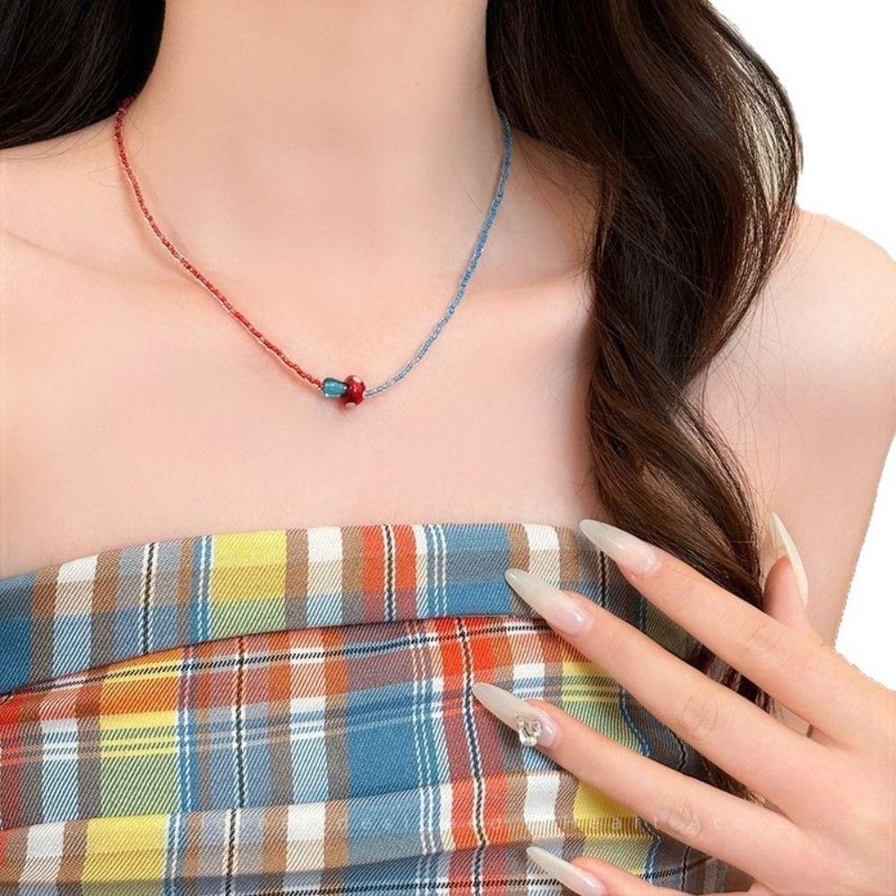 Glass Beads Mushroom Beads Choker Cartoon Design Y2K Aesthetic Accessories  Summer Season