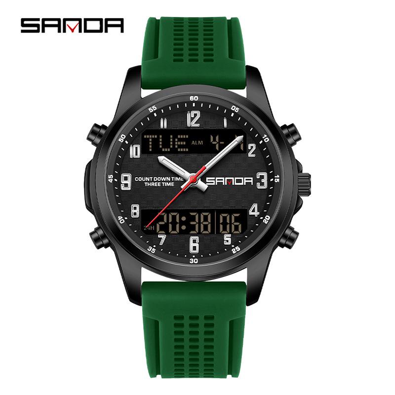 SANDA Multifunctional Luminous Student Watch - Classic, Fashionable, Waterproof with Timer & Alarm.
