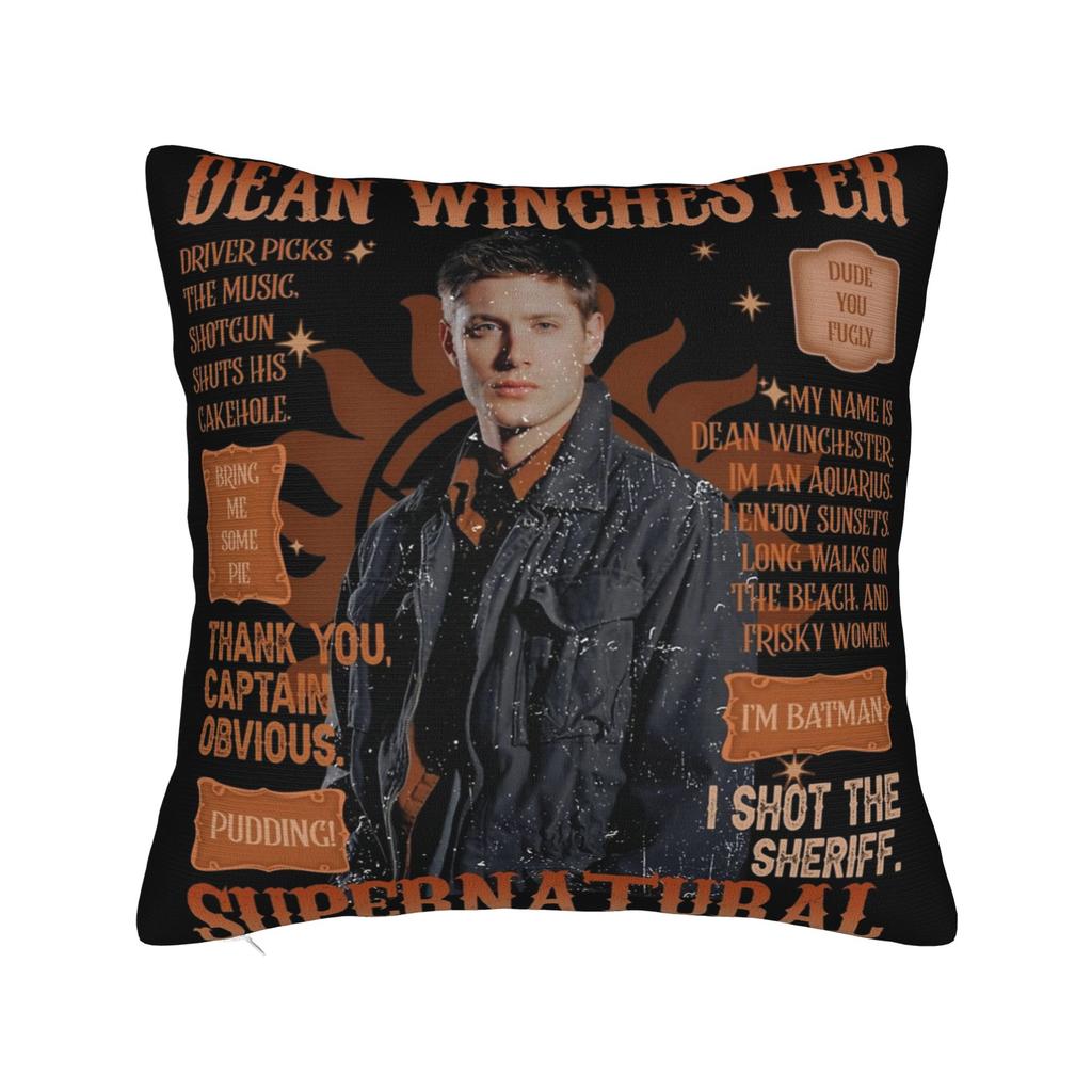 Supernatural Dean Kuddfodral Tryck Polyester Kuddfodral Dekorationer Kuddfodral Hem Fyrkantig 18"