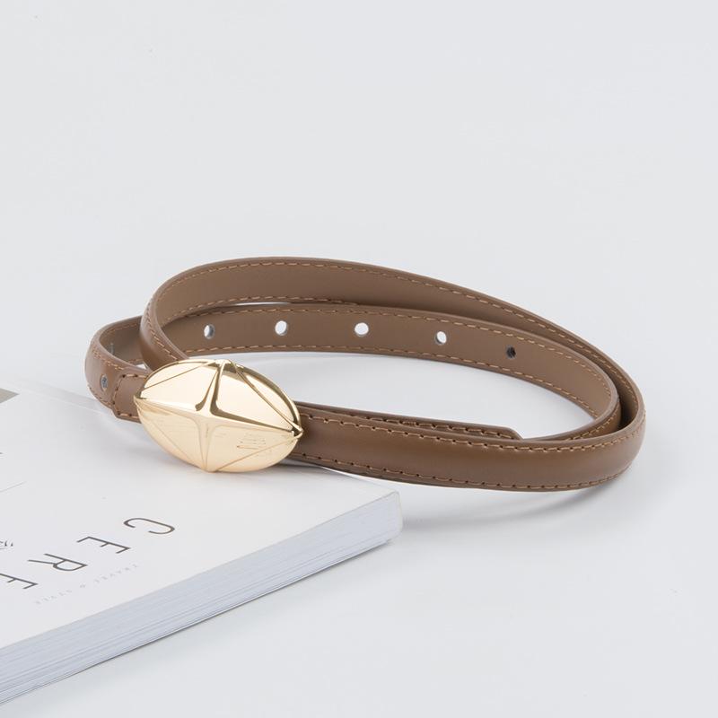 Leather Women'S Fine Belt Cowhide Retro Women'S Simple Hong Kong Style Premium Black Women'S Belt