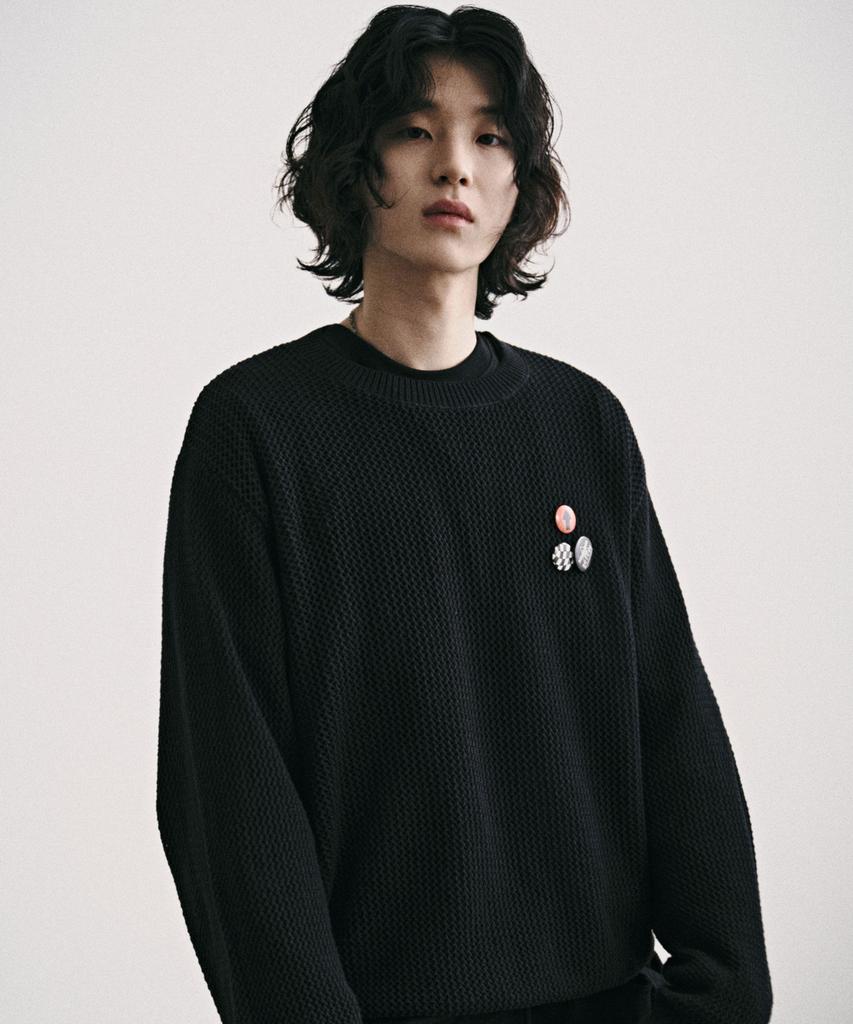Kodeu Weave Scallop Knit_Bk
