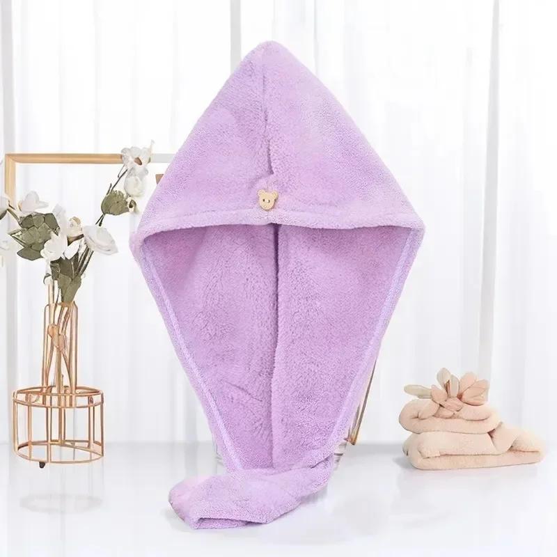 Hair Drying Hat Quick-dry Microfiber Hair Towel Cap Hat Women Bath Hat Solid Towel Cap Super Absorption Turban Hair Dry Cap 1PC