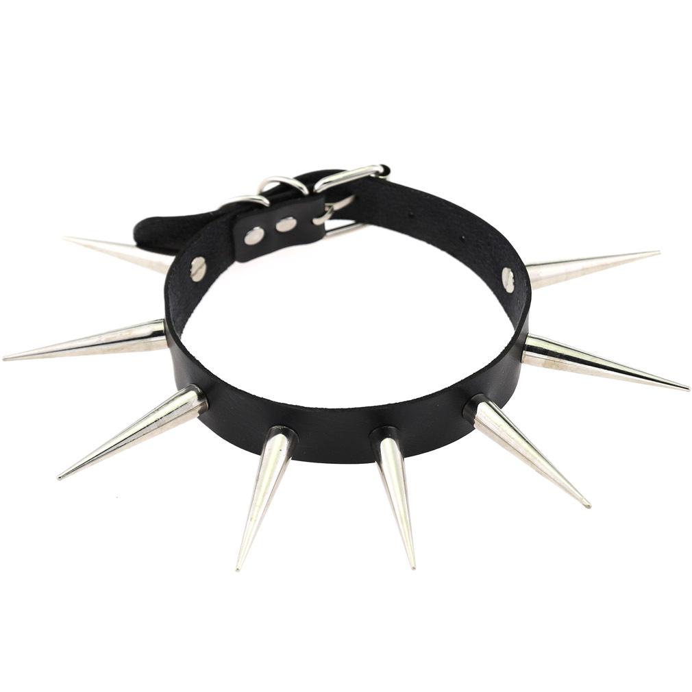 European Unisex Gothic Punk Rivet Spike Leather Choker