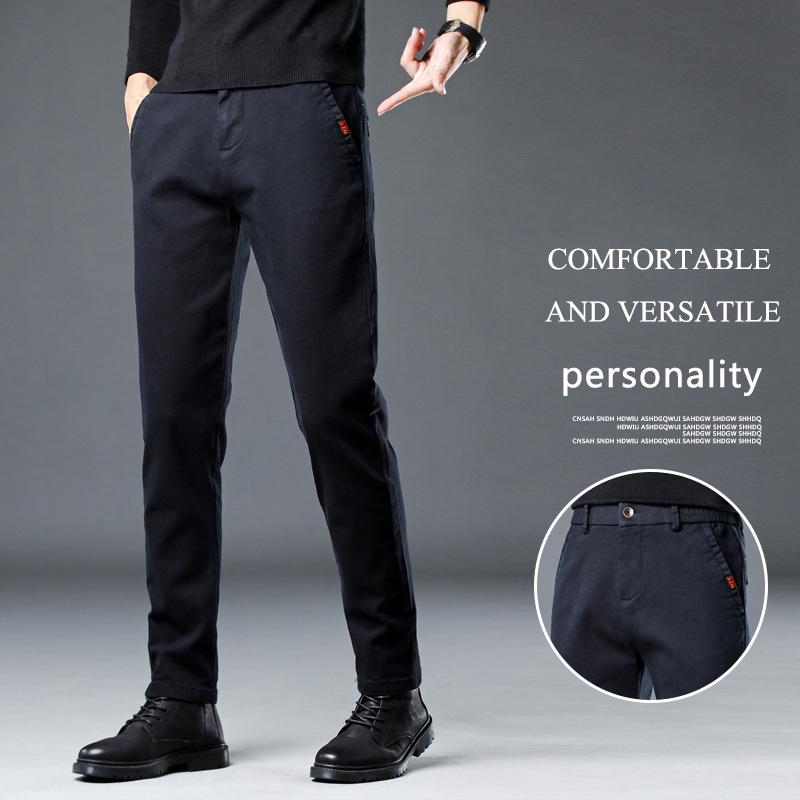 

Новые высококачественные осенние мужские повседневные брюки из искусственного денима без катышков, модные прямые брюки слегка свободные прямые брюки 38 чёрный