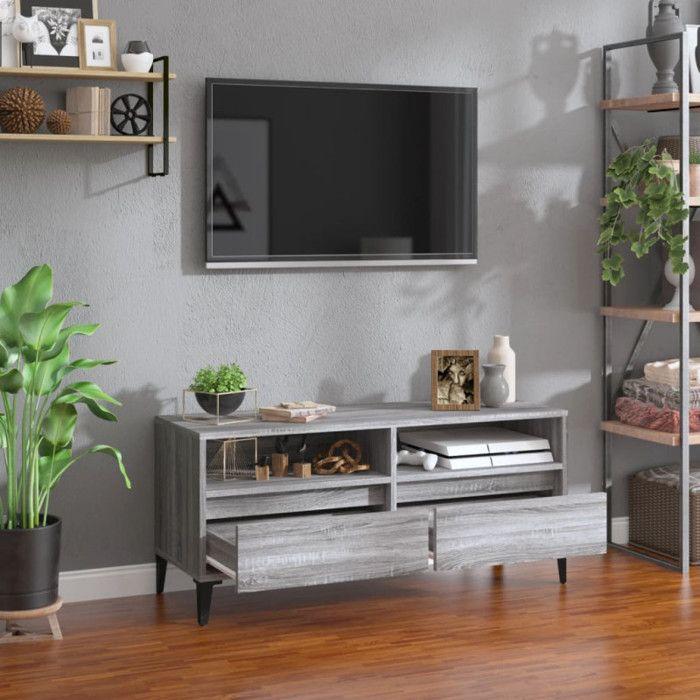 VidaXL Meuble TV sonoma gris 100x34,5x44,5 cm bois d'ingénierie 831907