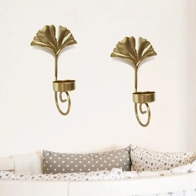 Blatt Wandkerzenhalter Romantischer Kerzenständer Luxus Metall Aromatherapie Wandleuchte Schlafzimmer Eisenkunst Wandbehang Dekoration