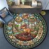 Dinosaur Glass Art Round Area Rug Under Office Chairs Bedroom Living Room Home Decor