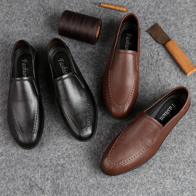 Herresko Høst Nye Herresko Ekte Skinn Business Casual Lærsko Myk Såle Brune Loafers