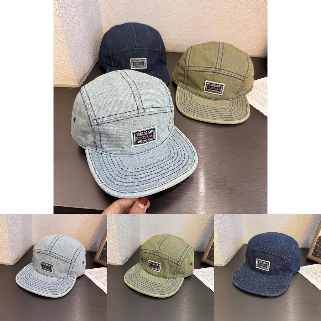 Vintage Denim Baseball Cap With Wide Brim Adjustable Sun Hat For Streetwear Men Women
