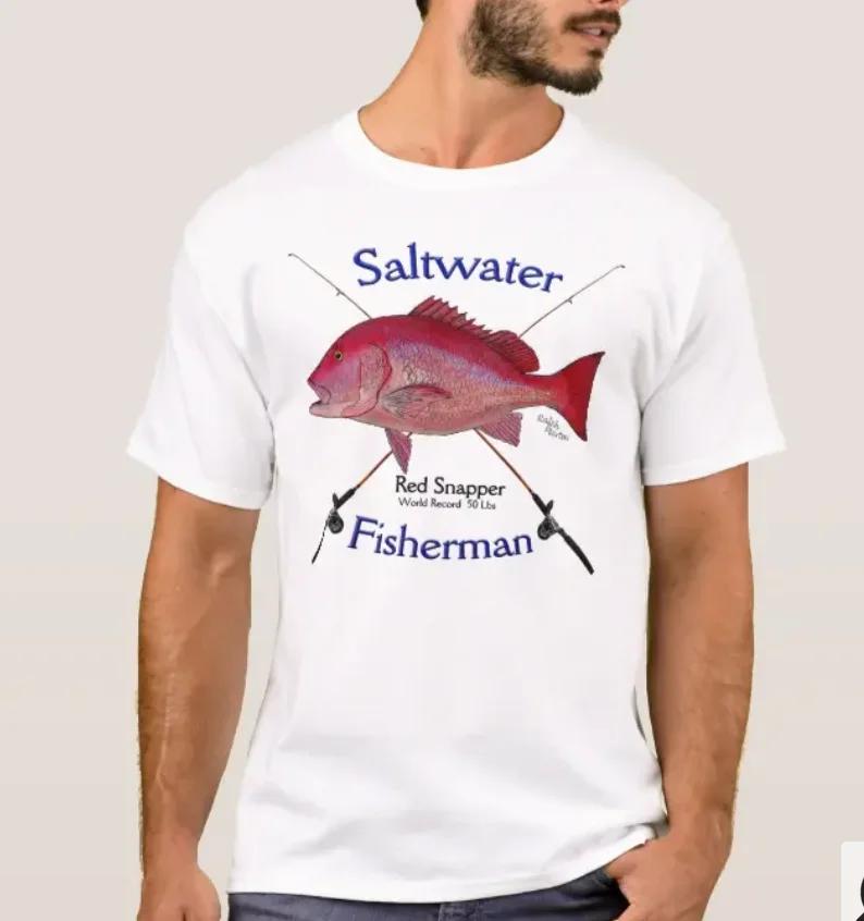 Red Snapper Saltwater Fishing Fisherman Angler Gift TShirt Summer Cotton Short Sleeve ONeck Mens T Shirt New S3XL S
