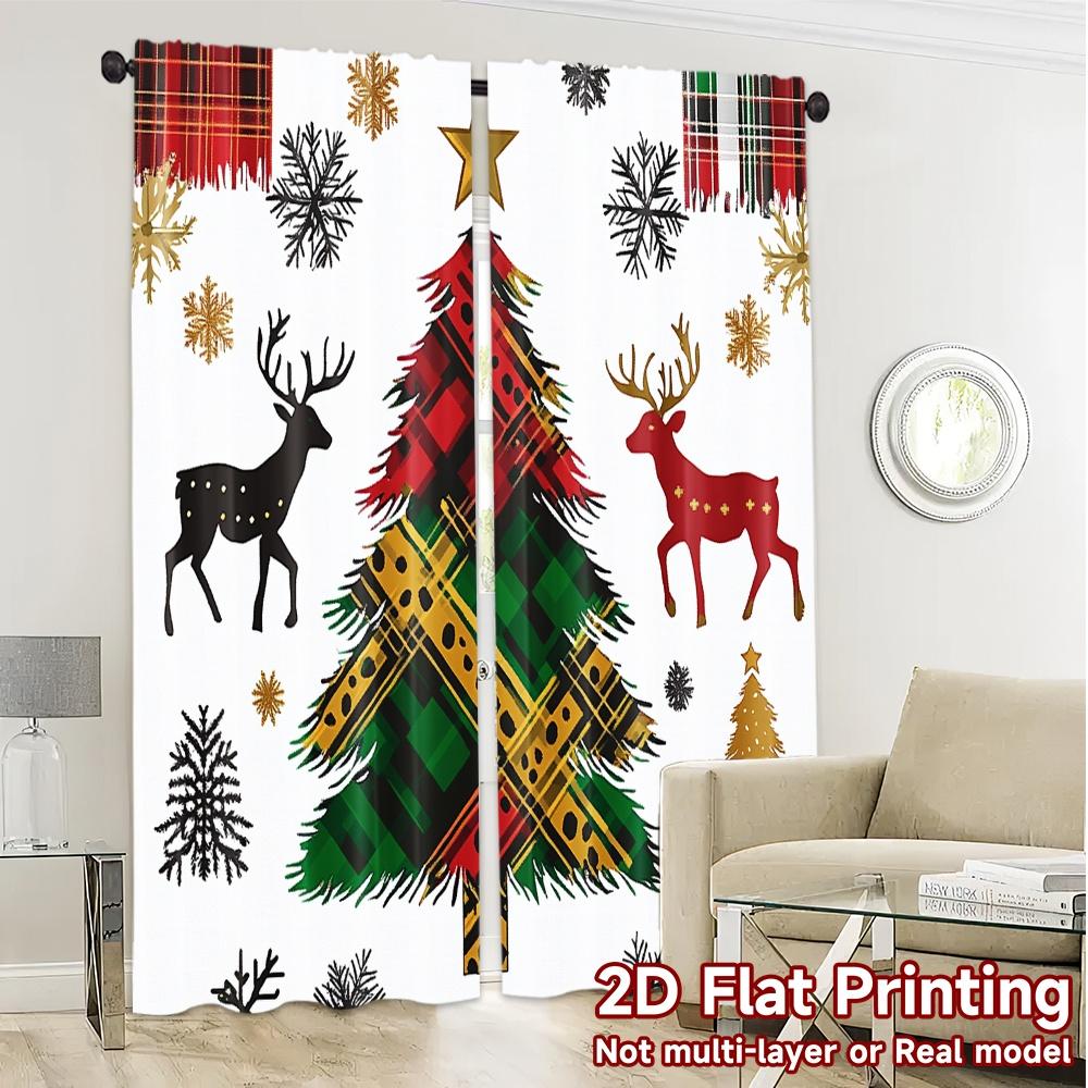 2pcs,Curtains Buffalo Plaid Christmas Trees Popular Creative Curtains Versatile Fabric Curtains Thermal Insulation, and Room