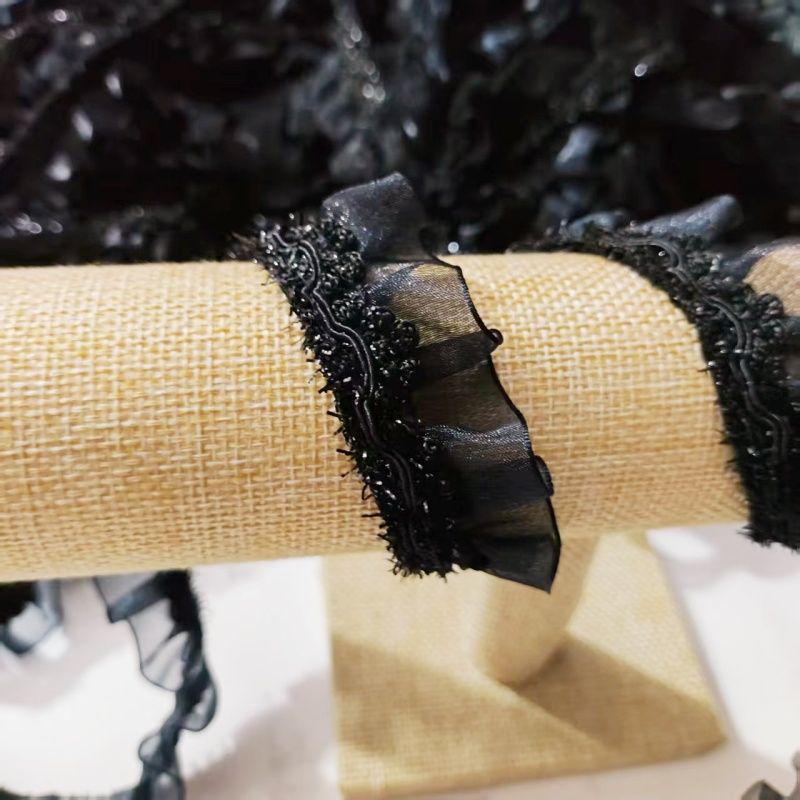 Decorazione Colletto e Polsini in Pizzo Nero a Doppio Strato Fai da Te per Vestiti/Bambole per Animali