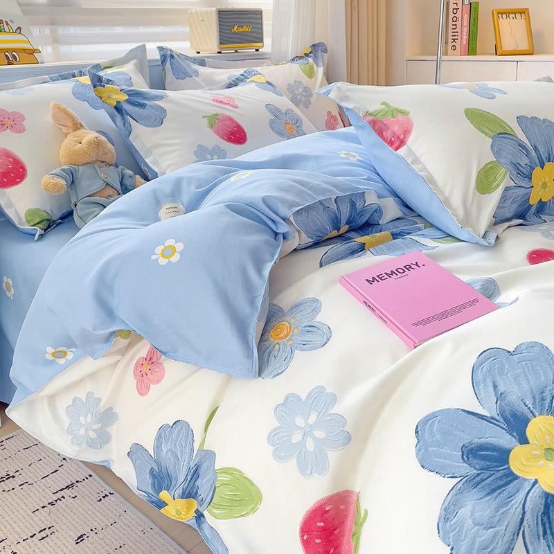 Zestaw czteroczęściowy Klasy A Domowy Gruby Przyjazny dla skóry Piaskowany Twill Ins Kreskówkowy Pokrowiec na kołdrę Zestaw trzyczęściowy na łóżko do akademika