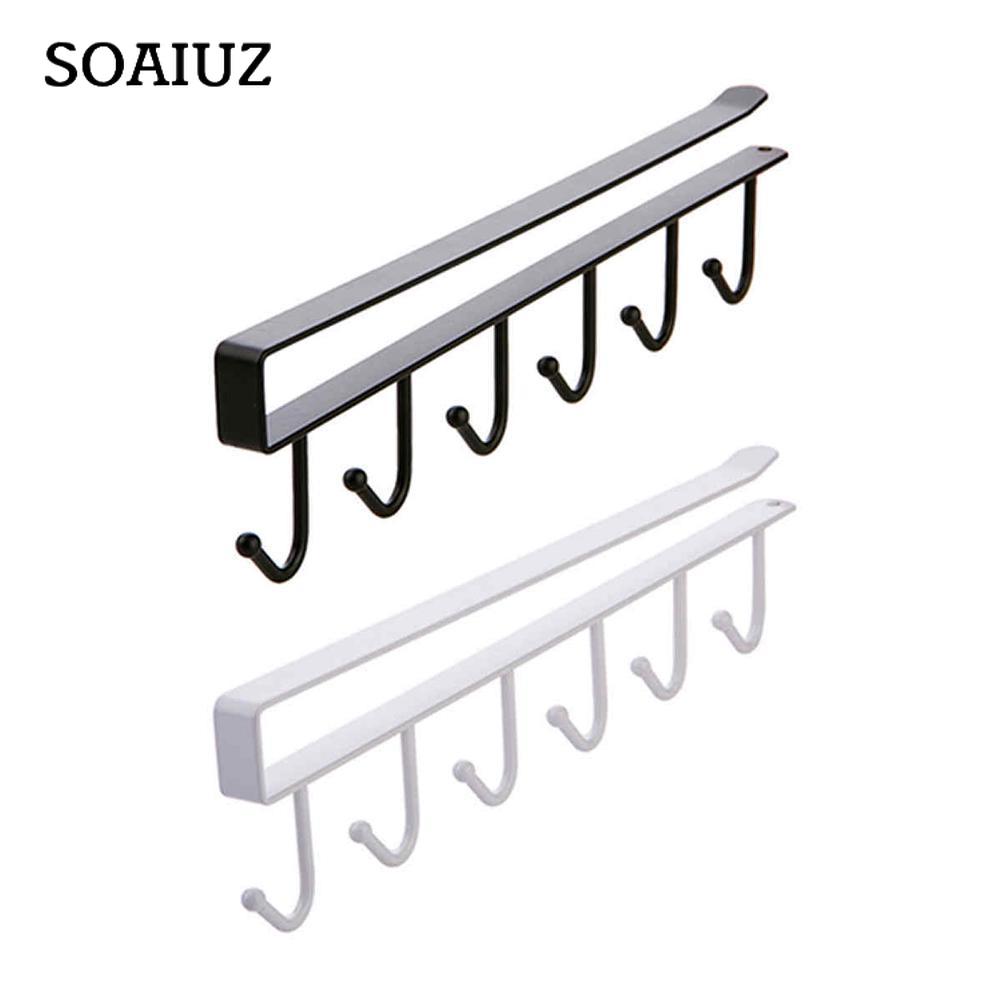 1PC Metall Spezielle U Typ 6 Haken Rack Bad Küche Lagerung Rack Hängen Haken 6 Haken Becher Halter