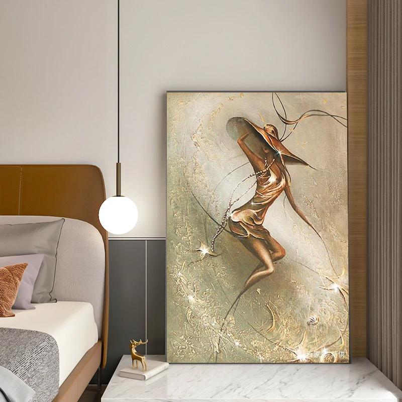 Golden Vintage Beauty Posters and Prints Nordic Love Romantic Couple Art Canvas Painting Living Room Mural Picture Decoration No Frame