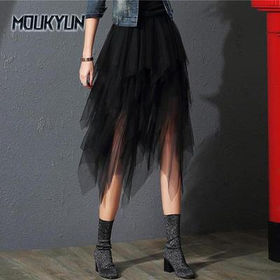 Elastic Waist Tulle Skirts Women Fashion Elastic High Waist Mesh Tutu Skirt Peated Midi Sexy Girls Dress
