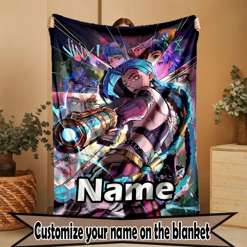 Custom Name Personalized Jinx Print Blanket, Home Decor, Bedroom, Sofa, Camping, Couch, Gifts for Birthday Christmas
