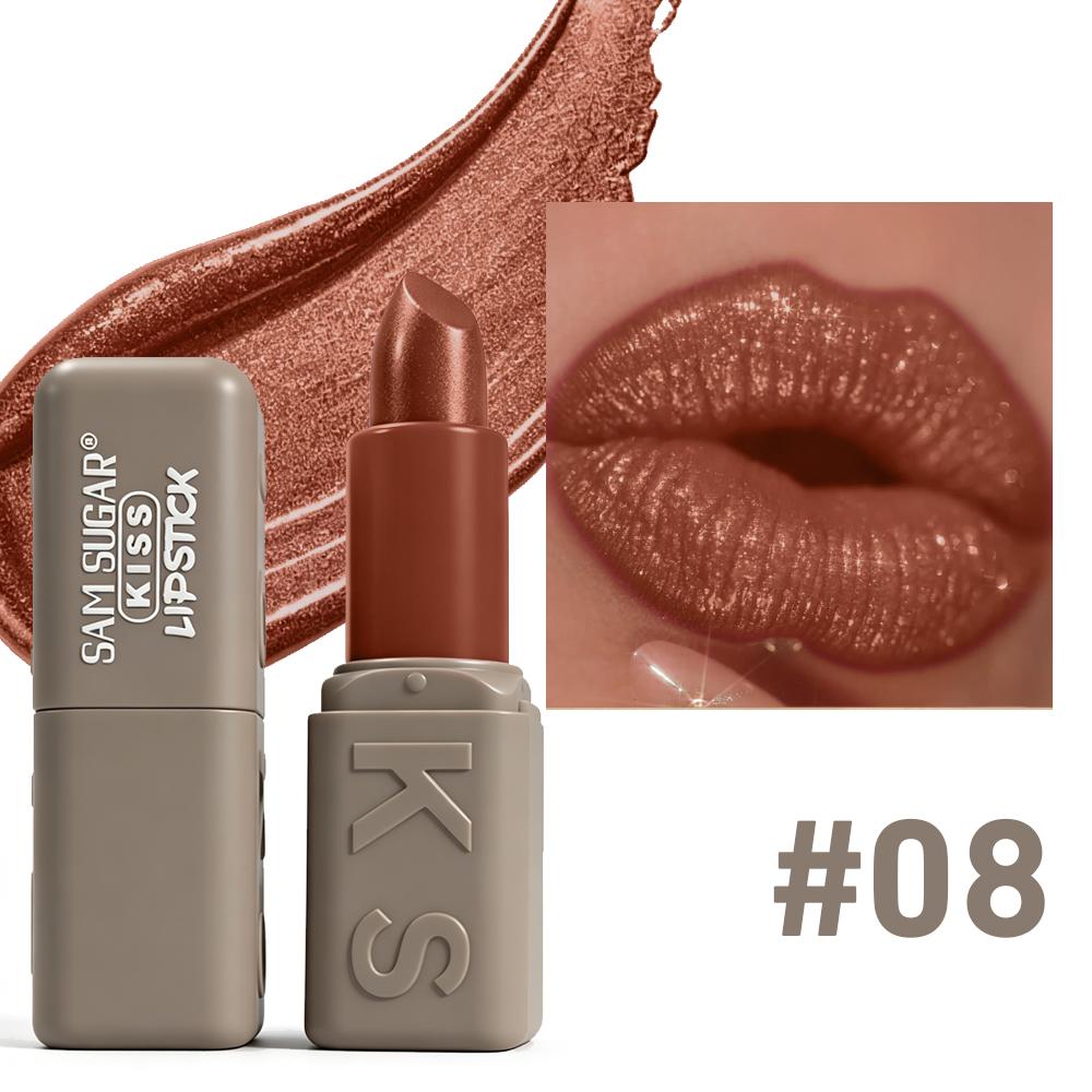 Kiss Lipstick Metallic Shine Glitter Lipstick Moisturizing Smooth Velvet High Pigment Non Grainy Comfortable Lip Makeup for Women