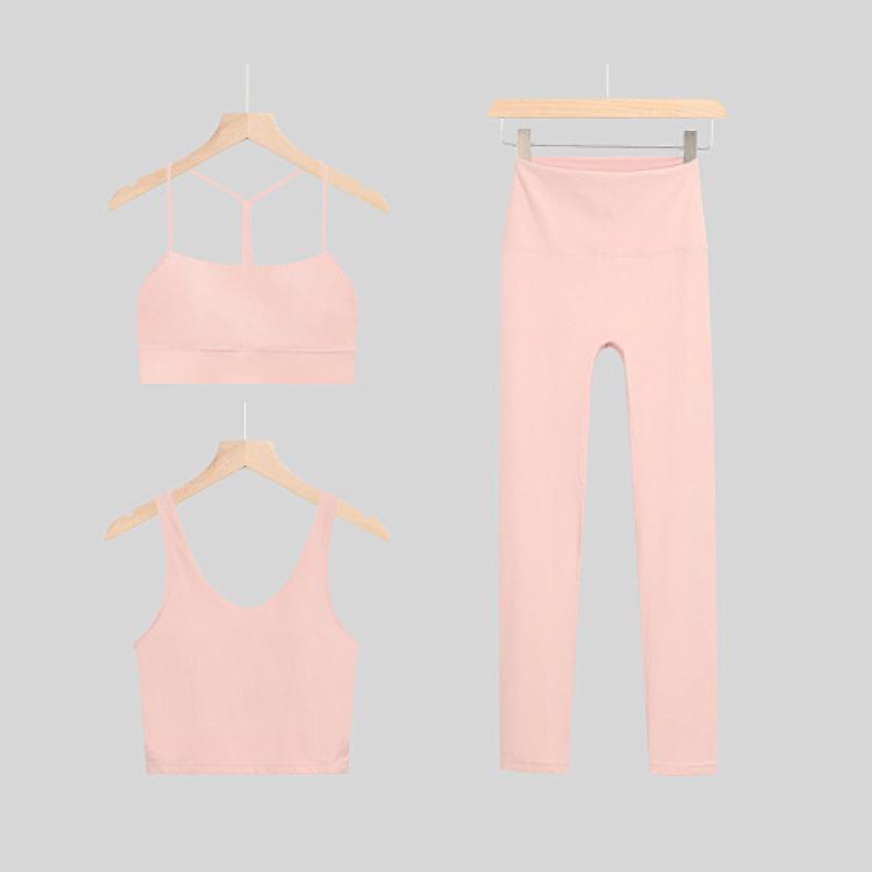 LULU Original Three-Piece Yoga Set: Beautiful Back Y/U-Shaped Vest & Quick-Dry, Breathable Nine-Point Pants for Women