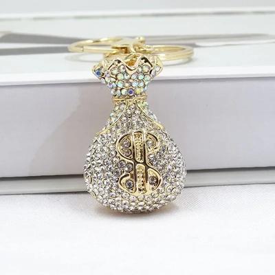 3D Dollartaske Formet Damehåndtaske Tilbehør Strass Nøglering Mode Vedhæng Festgaver Bilnøgler Dekoration Tilbehør
