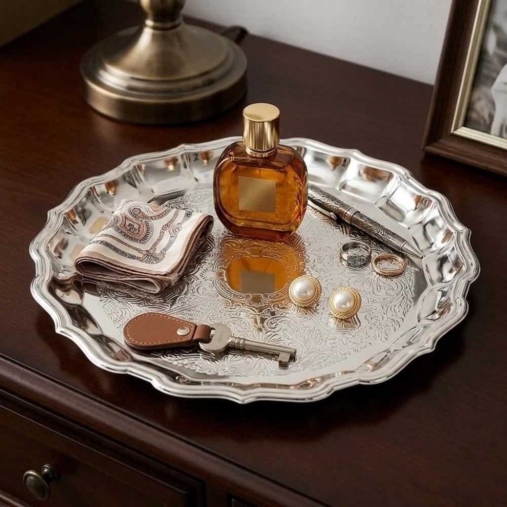 Alloy Serving Platter Solid Food Platter Stylish Fruit Tray For Party