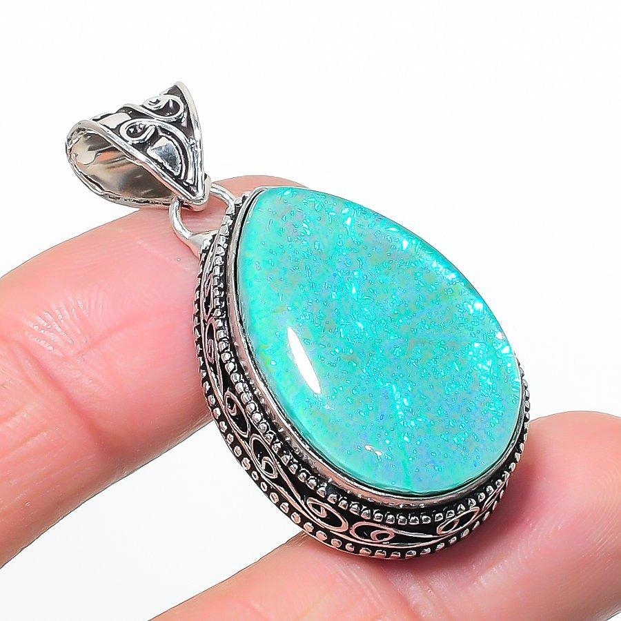 Natural Green Triplet Opal 925 Sterling Silver Jewelry Pendant 1.85 AP-14604