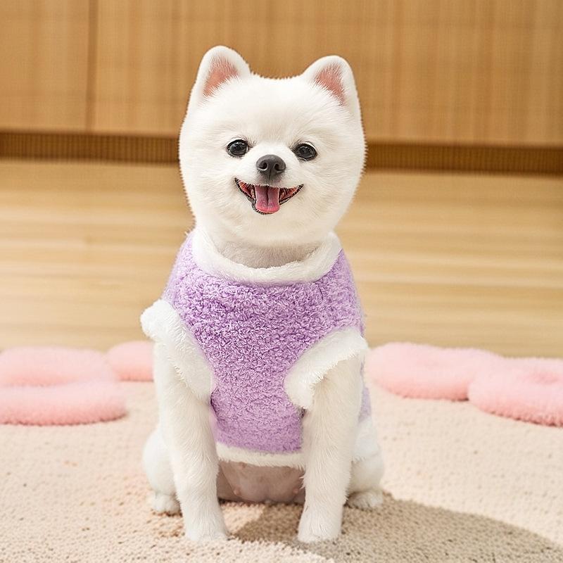 Cute Googly Eye Pet Vest for Small Dogs - Soft Fluffy Puppy Clothing (4 Colors) Warm Pet Apparel