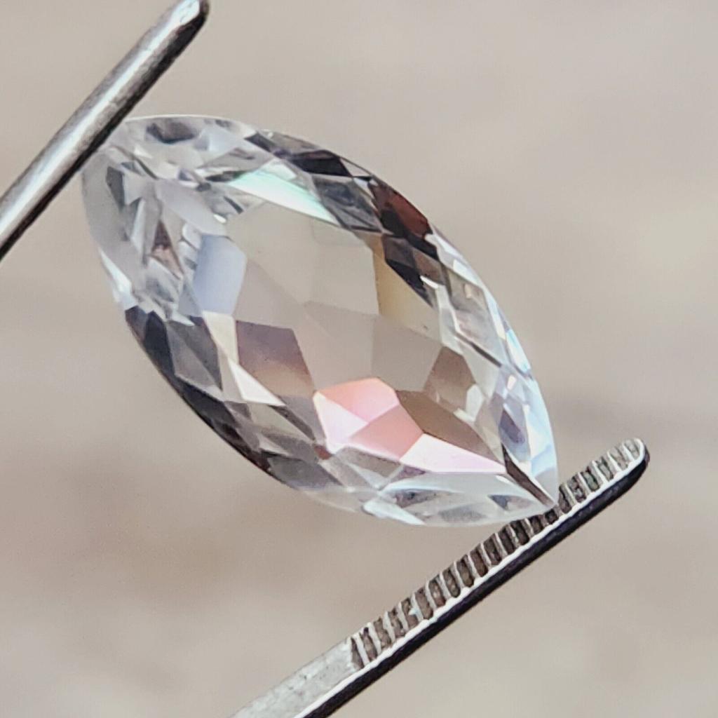 CERTIFIED 27 Ct Natural Ceylon White Sapphire Marquise Shape Loose Gemstone