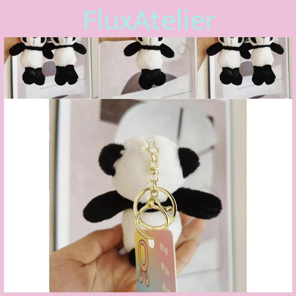 Adorable Panda Plush Keychain Fuzzy Mini Animal Doll Black Stuffed Toy