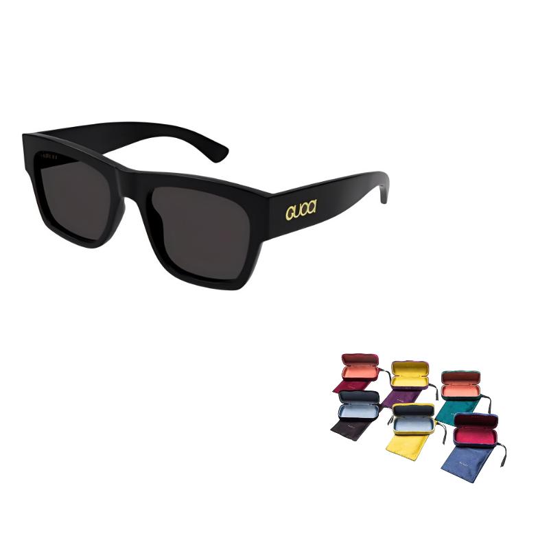 GUCCI Logo Design Acetate Square Sunglasses Unisex Couple Black 54 чёрный