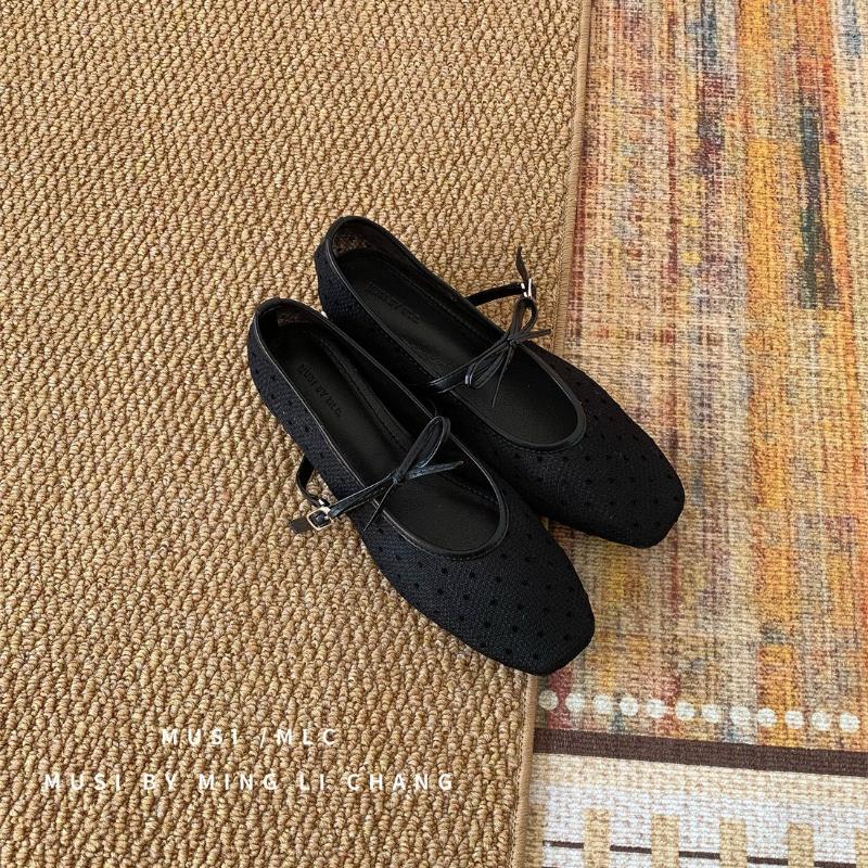 Women s Slip-on Ballet Flats Fashionable  Style Women s Dance Shoes Summer Square Toe Lolita Mary Jane Sandals 35