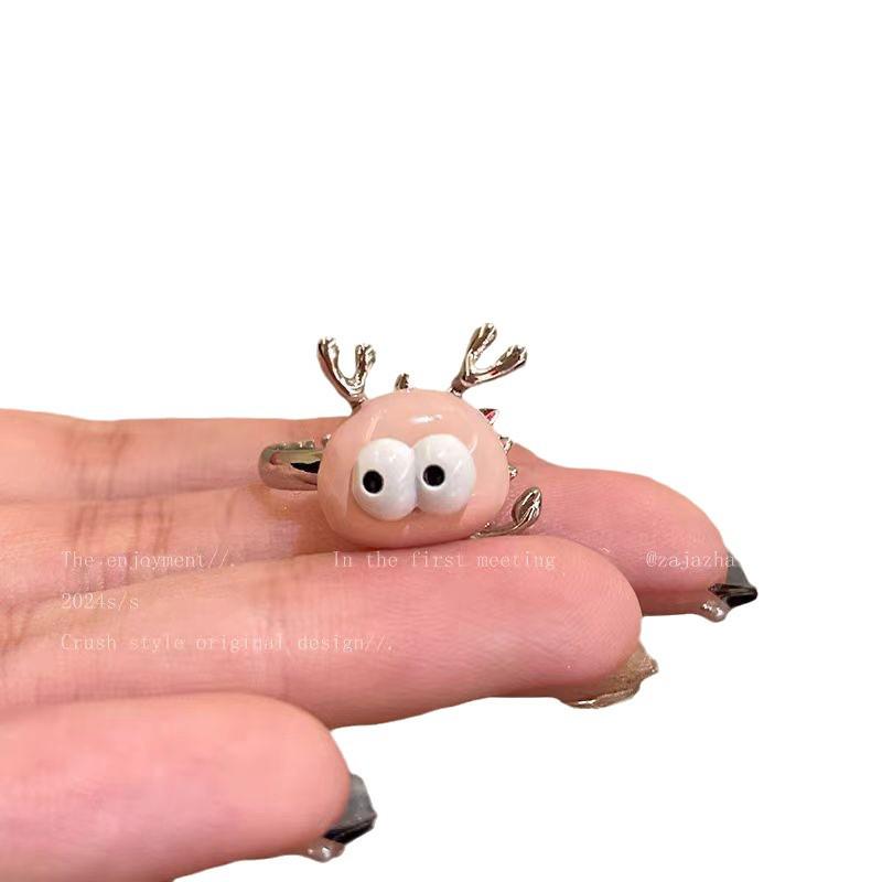 Charming Big-Eyed Open Ring: Stylish, Personalized Index Finger Accessory for Girls & Best Friends