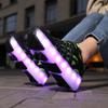 Four-wheel Roller Skates Children's Retractable Automatic Wheel Sports Shoes USB Charging LED Light Sports Shoes