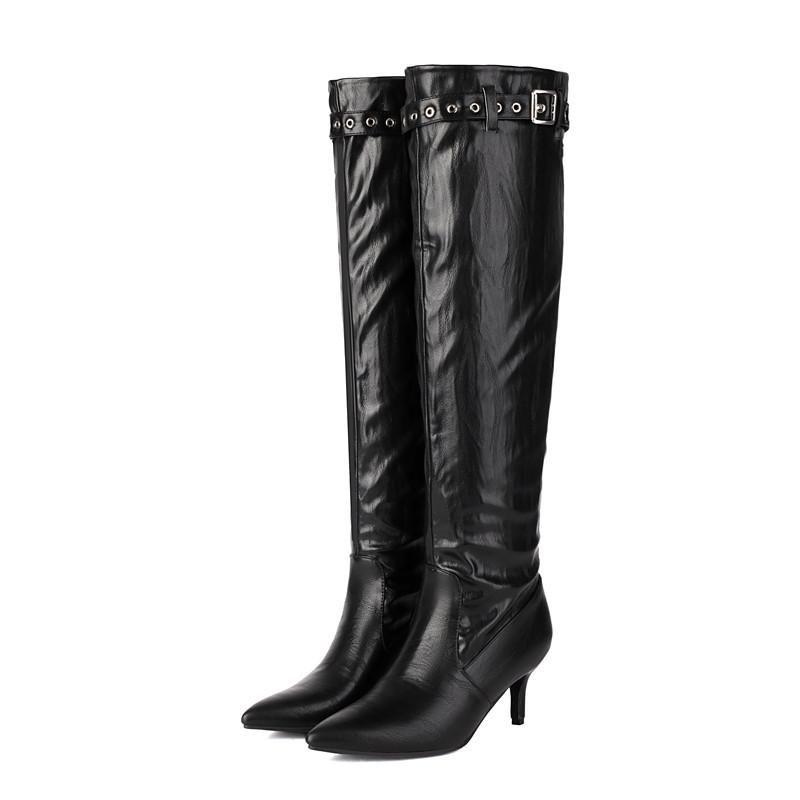 

Женские сапоги на высоком каблуке осень и зима новые остроносые тонкие каблуки элегантный темперамент большой размер полусапожки 35