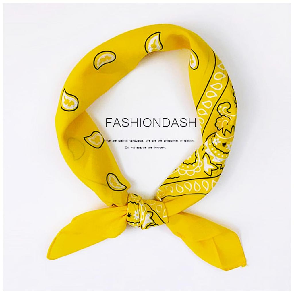 kakatrend bandana yellow paisley 100% cotton adult bandana handkerchief cotton bandana unisex durag large 55cm x 55cm