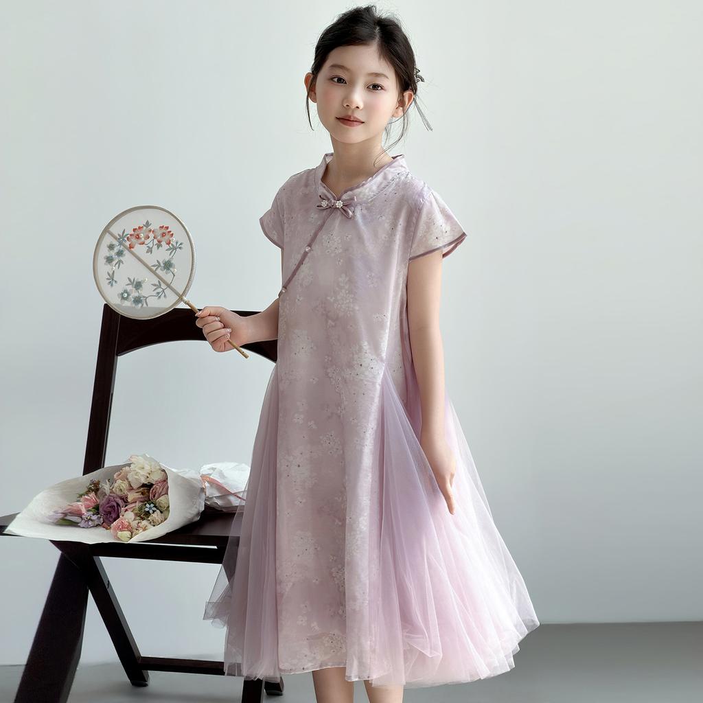 Girls' dress, summer new style, girls' new Chinese style dress, big children's national style cheongsam dress, summer dress, Hanfu dress