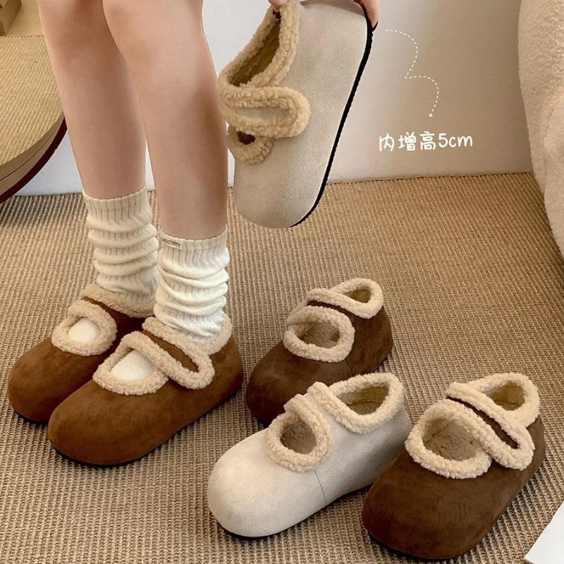 Fashion Shallow Mouth Korean Shoes Round Toe Loafers Fur All-Match Casual Female Sneakers Dress Flats Women 2025 New Winter Leisure Soli