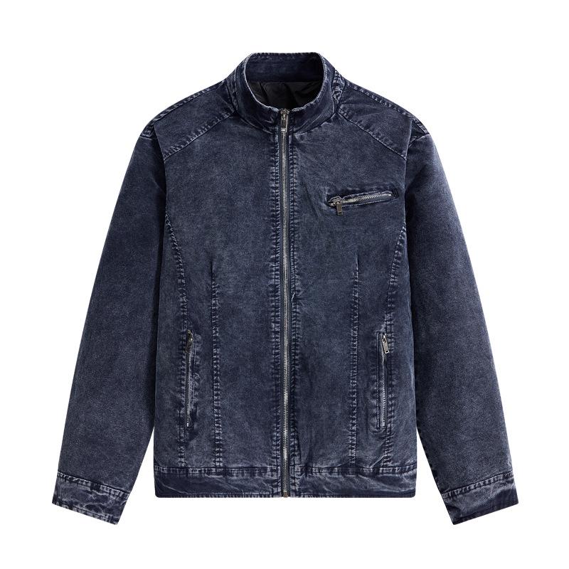 2026 European & American Retro Denim Jacket: Trendy Washed Korean Slim Fit Universal темно-синий