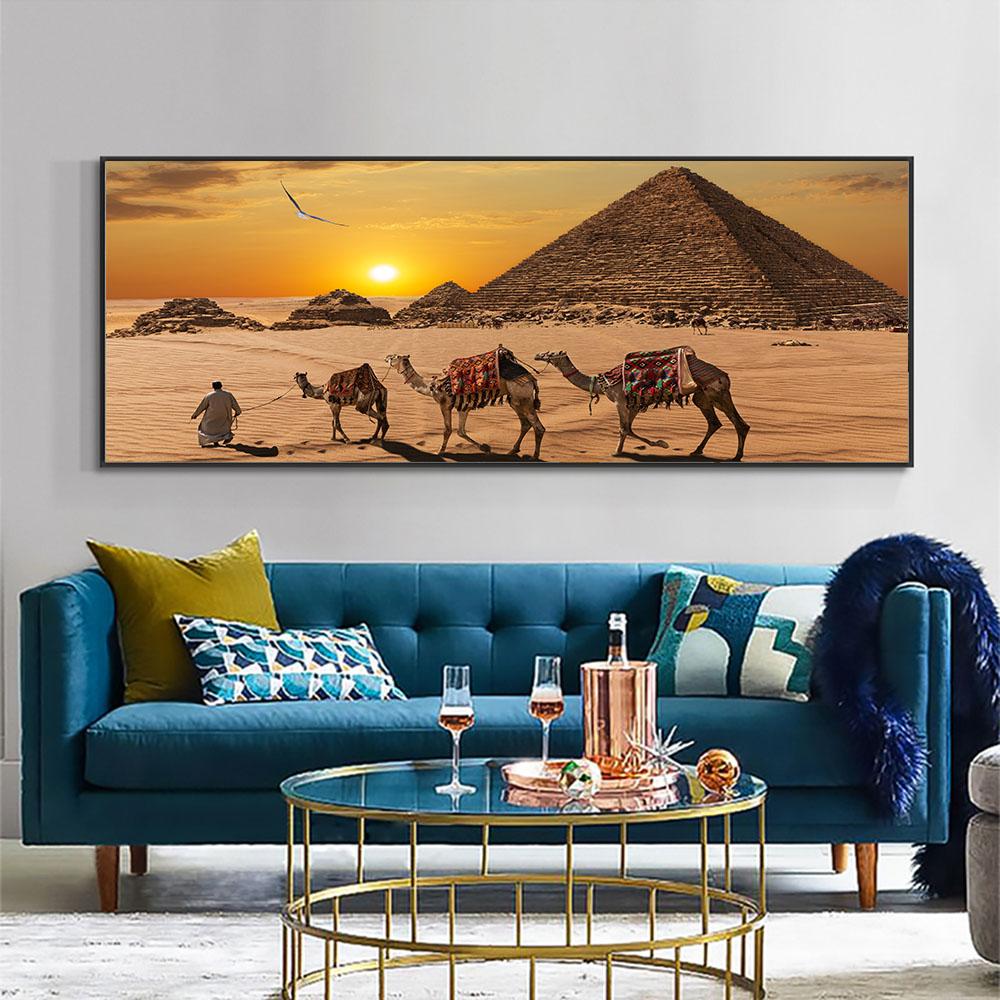 Landscape Egyptian Desert Pyramid Canvas Painting Posters and Prints Wall Art Photos Living Room Home Decor Without Frames